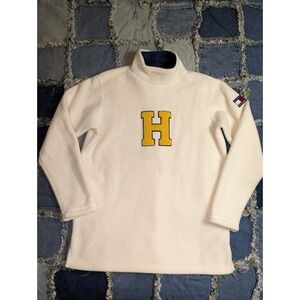 Vintage Tommy Hilfiger Sweatshirt‎ Size Small White Soft Fleece 1990s Mock Neck